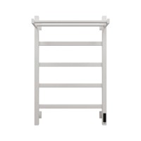 Полотенцесушитель электрический Grota Lore 530х800 RAL9016 EL 80x55 см, подключение справа, слева, скрытое подключение справа, матовый белый, лесенка, из стали, с полкой