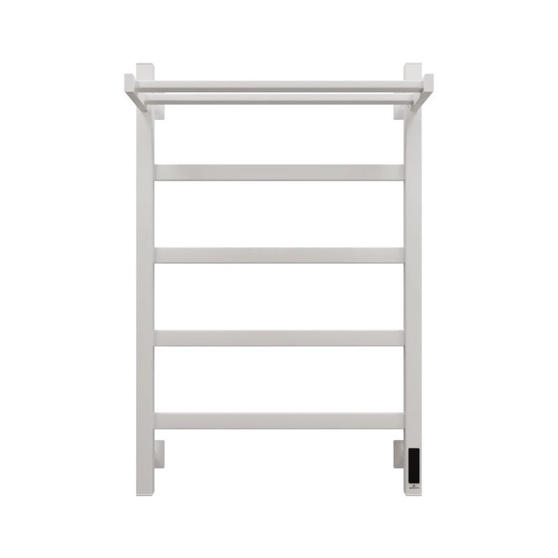 Полотенцесушитель электрический Grota Lore 530х800 RAL9016 EL 80x55 см, подключение справа, слева, скрытое подключение справа, матовый белый, лесенка, из стали, с полкой