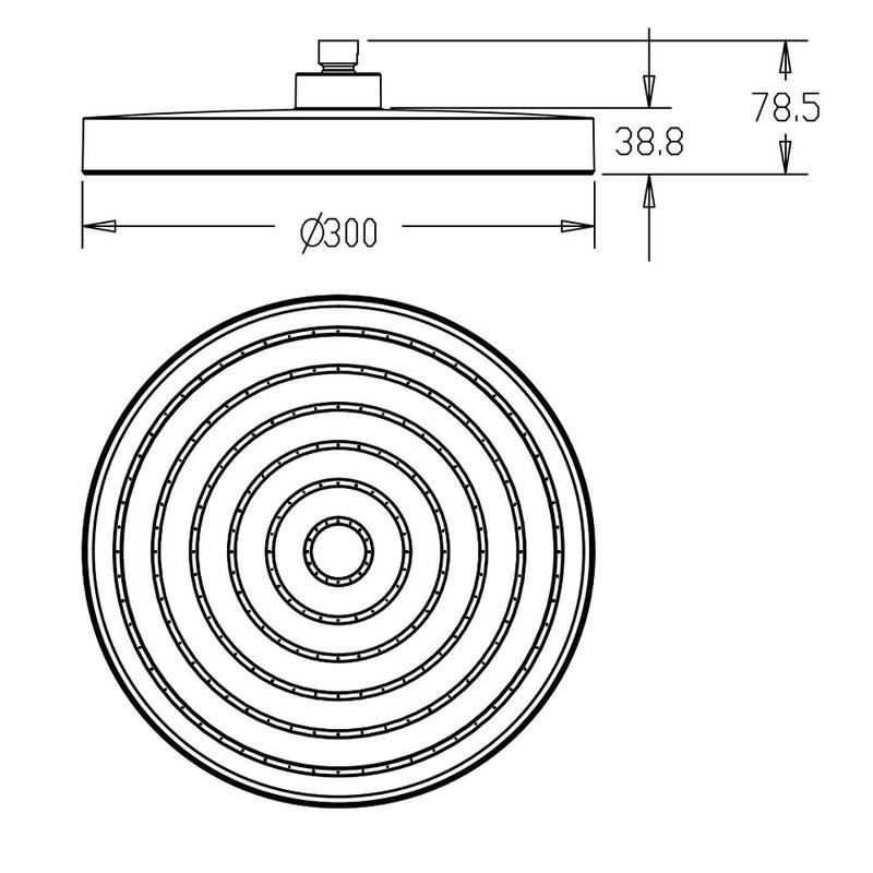 Верхний душ 1 режим, 300 мм, хром AQUAme AQM8603CR