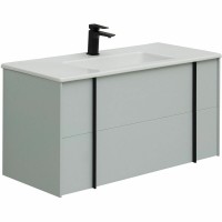Тумба с раковиной Allen Brau Reality 100 подвесная, папирус матовый, раковина Fantasy Flat 102x47, белая