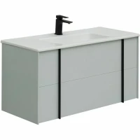 Тумба с раковиной Allen Brau Reality 100 подвесная, папирус матовый, раковина Fantasy Flat 102x47, белая