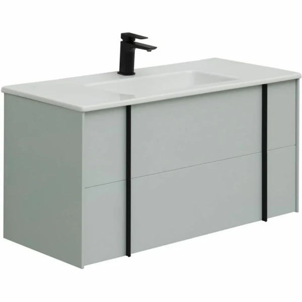Тумба с раковиной Allen Brau Reality 100 подвесная, папирус матовый, раковина Fantasy Flat 102x47, белая