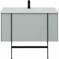 Тумба с раковиной Allen Brau Reality 100 подвесная, папирус матовый, раковина Fantasy Flat 102x47, белая