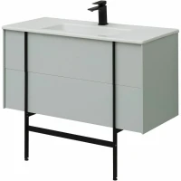 Тумба с раковиной Allen Brau Reality 100 подвесная, папирус матовый, раковина Fantasy Flat 102x47, белая