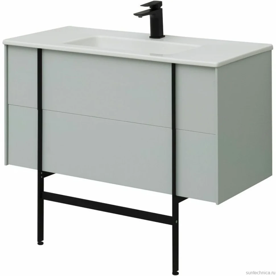 Тумба с раковиной Allen Brau Reality 100 подвесная, папирус матовый, раковина Fantasy Flat 102x47, белая