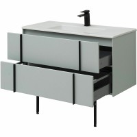 Тумба с раковиной Allen Brau Reality 100 подвесная, папирус матовый, раковина Fantasy Flat 102x47, белая