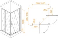 Душевой уголок RGW Passage PA-038B 90x90 см, профиль черный, стекло прозрачное