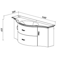 Тумба с раковиной Belux Версаль НП 140-02 белая глянцевая (555), gold