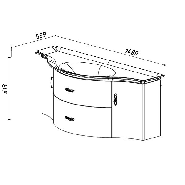Тумба с раковиной Belux Версаль НП 140-02 белая глянцевая (555), gold
