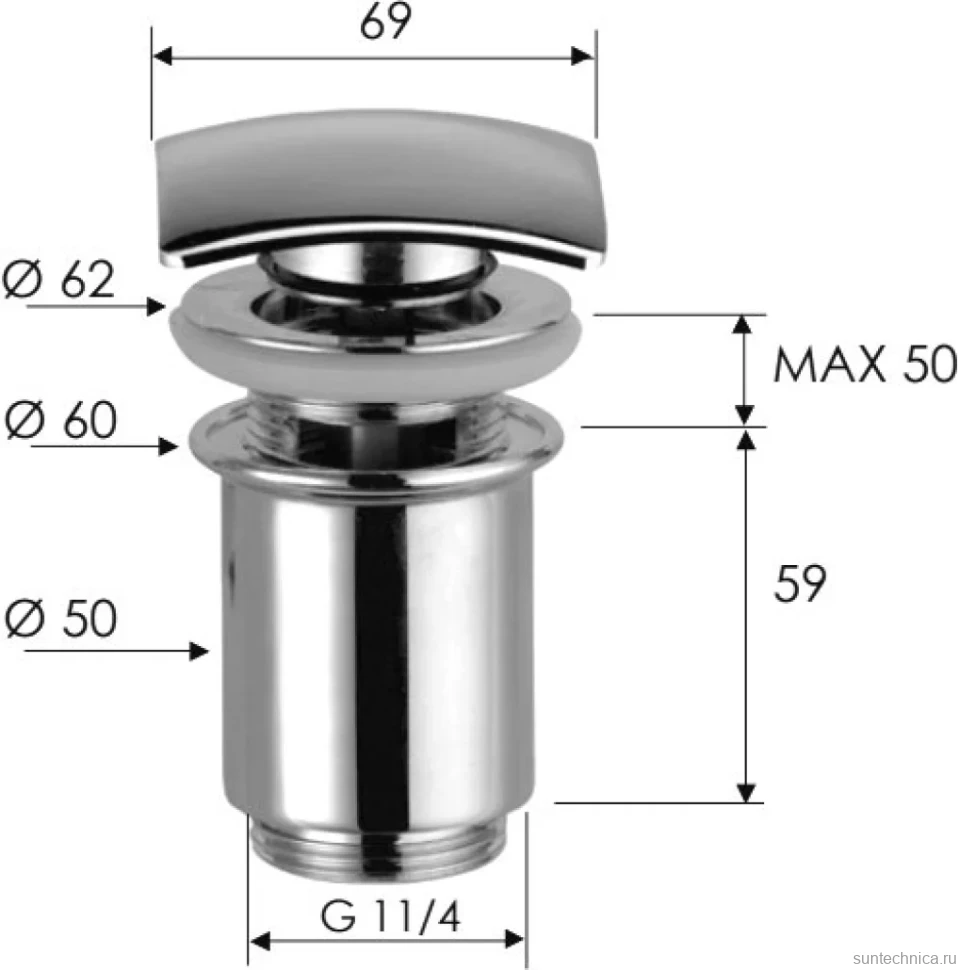 Донный клапан для раковины Remer 905SCC114 с переливом, хром