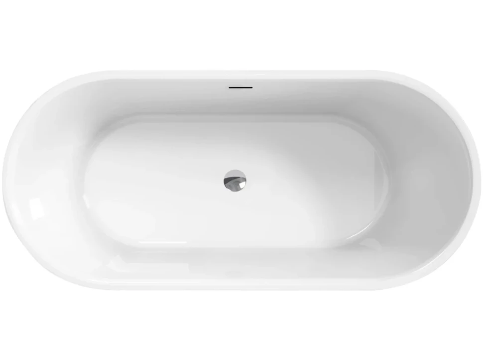 Акриловая ванна BelBagno BB709-1700-780 170x80 см, отдельностоящая, белая, овальная, со сливом-переливом, с донным клапаном