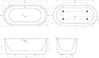 Акриловая ванна BelBagno BB709-1700-780 170x80 см, отдельностоящая, белая, овальная, со сливом-переливом, с донным клапаном