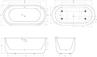 Акриловая ванна BelBagno BB709-1700-780 170x80 см, отдельностоящая, белая, овальная, со сливом-переливом, с донным клапаном