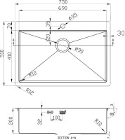 Мойка кухонная Zorg Inox R 7551