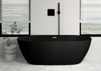 Акриловая ванна Ceruttispa D'lseo 170x80 см, отдельностоящая, черная, овальная, с каркасом, со сливом-переливом