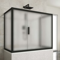 Шторка на ванну Kubele DE019 P3U-MAT-BLMT, 170х70 см, профиль матовый черный