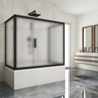 Шторка на ванну Kubele DE019 P3U-MAT-BLMT, 170х70 см, профиль матовый черный