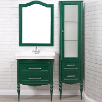 Тумба с раковиной ValenHouse Эстетика 80, зеленая, подвесная, ручки хром