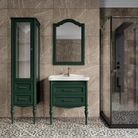 Тумба с раковиной ValenHouse Эстетика 80, зеленая, подвесная, ручки хром