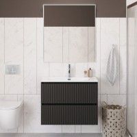 Тумба с раковиной BelBagno Uno-mini 100 подвесная, 2 ящика, матовая темно-серая