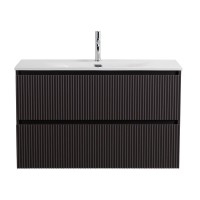 Тумба с раковиной BelBagno Uno-mini 100 подвесная, 2 ящика, матовая темно-серая