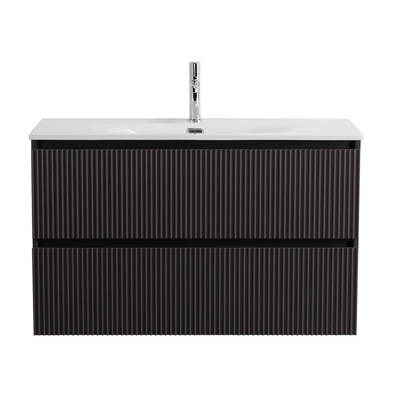 Тумба с раковиной BelBagno Uno-mini 100 подвесная, 2 ящика, матовая темно-серая