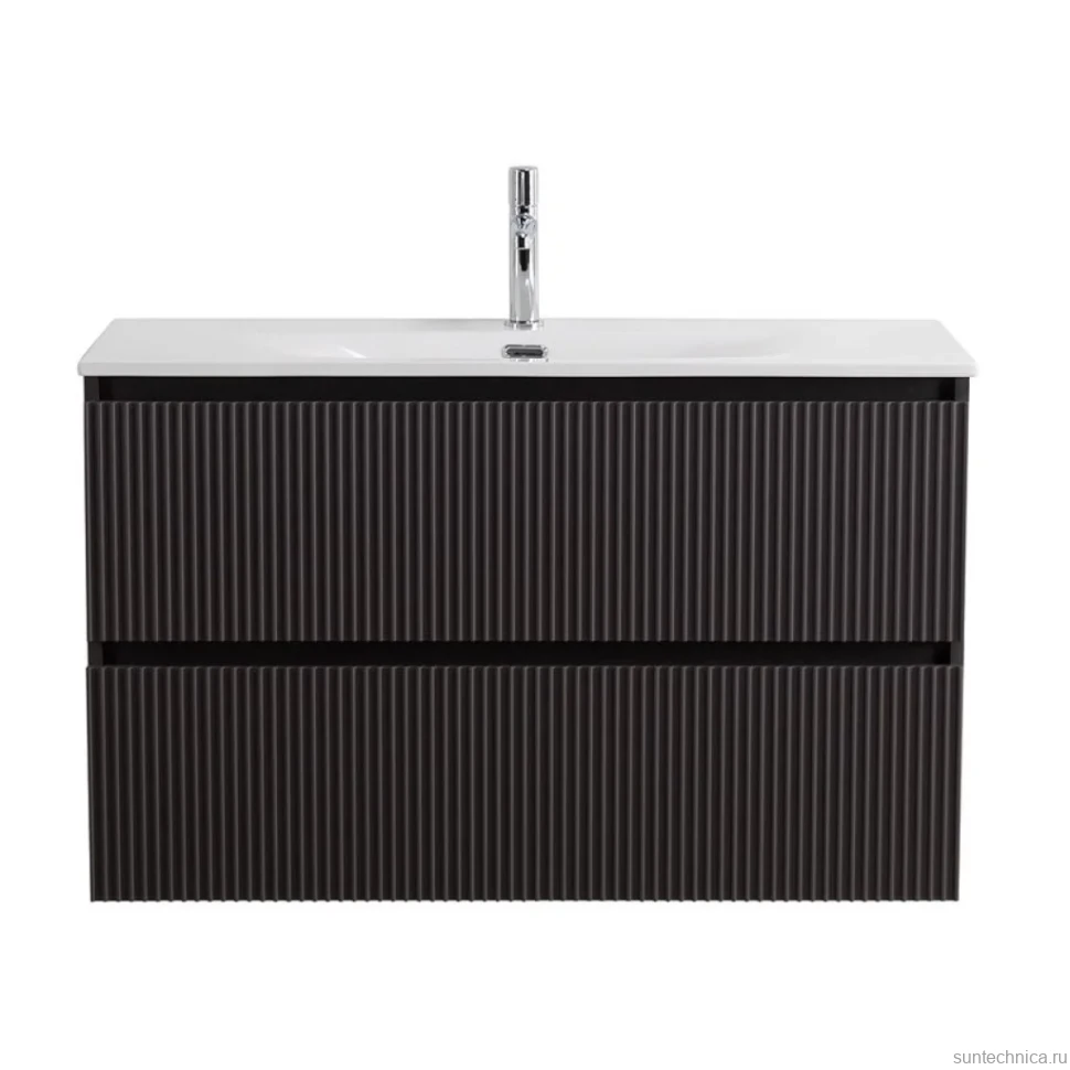 Тумба с раковиной BelBagno Uno-mini 100 подвесная, 2 ящика, матовая темно-серая