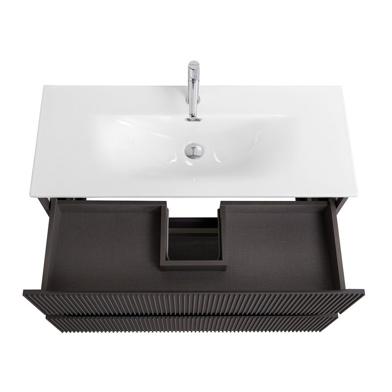 Тумба с раковиной BelBagno Uno-mini 100 подвесная, 2 ящика, матовая темно-серая