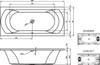 Акриловая ванна Riho Lima 200x90 см, пристенная, белая, с каркасом