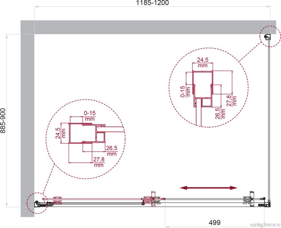 Душевой уголок BelBagno Luce AH-1-120/90-C-Cr профиль хром, стекло прозрачное