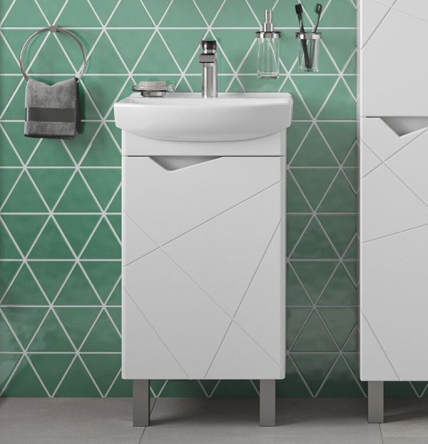 Тумба с раковиной SanStar Линни 45 напольно-подвесная, белая