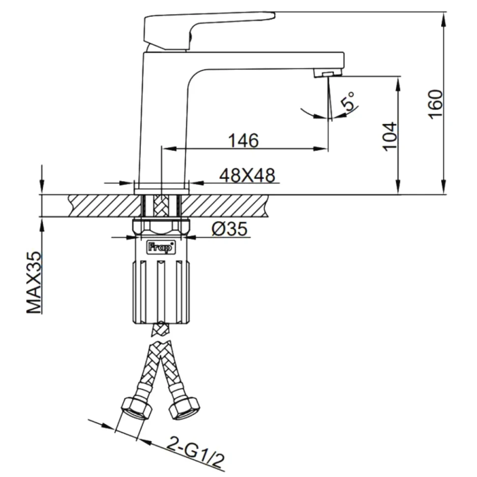Смеситель для раковины Frap H89 F1089-9 оружейная сталь