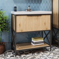 Тумба с раковиной Mixline Бруклин 80 дуб бунратти, раковина Fest 80