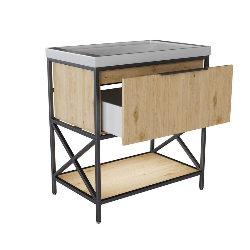 Тумба с раковиной Mixline Бруклин 80 дуб бунратти, раковина Fest 80