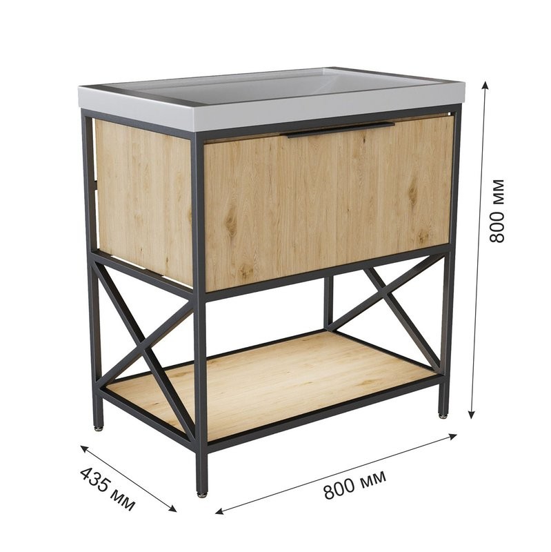 Тумба с раковиной Mixline Бруклин 80 дуб бунратти, раковина Fest 80