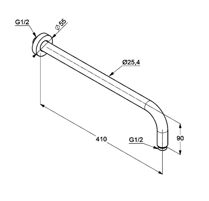 Кронштейн для верхнего душа Kludi A-QA 66514N5-00 брашированный никель