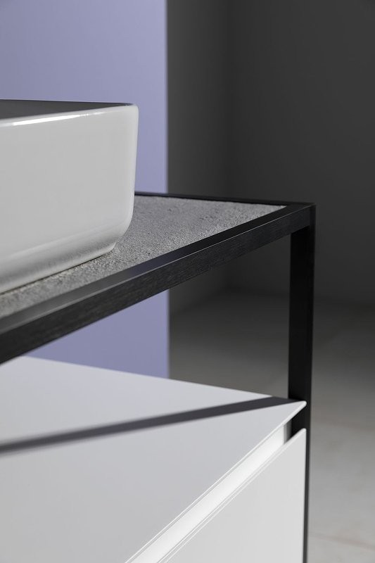 Тумба с раковиной Allen Brau Priority 70 напольная, белый матовый, столешница серый структ