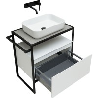 Тумба с раковиной Allen Brau Priority 70 напольная, белый матовый, столешница серый структ