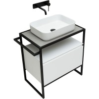 Тумба с раковиной Allen Brau Priority 70 напольная, белый матовый, столешница серый структ