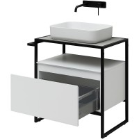 Тумба с раковиной Allen Brau Priority 70 напольная, белый матовый, столешница серый структ