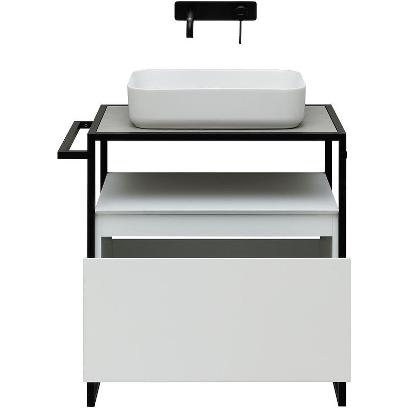 Тумба с раковиной Allen Brau Priority 70 напольная, белый матовый, столешница серый структ