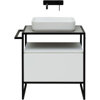 Тумба с раковиной Allen Brau Priority 70 напольная, белый матовый, столешница серый структ