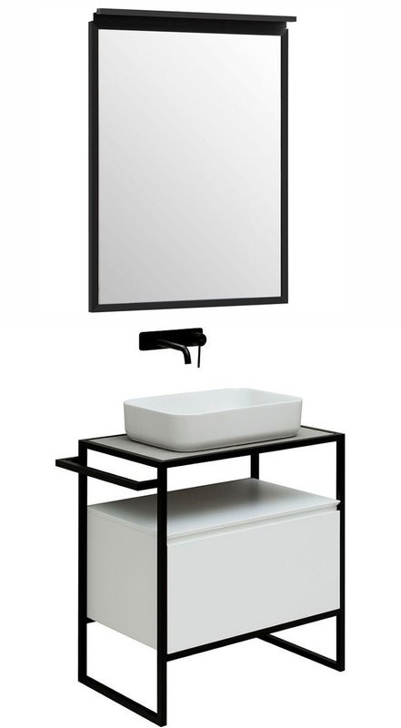 Тумба с раковиной Allen Brau Priority 70 напольная, белый матовый, столешница серый структ