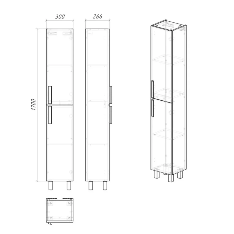 Шкаф-пенал для ванной Grossman Neo 30 L/R эмаль, глянцевый белый