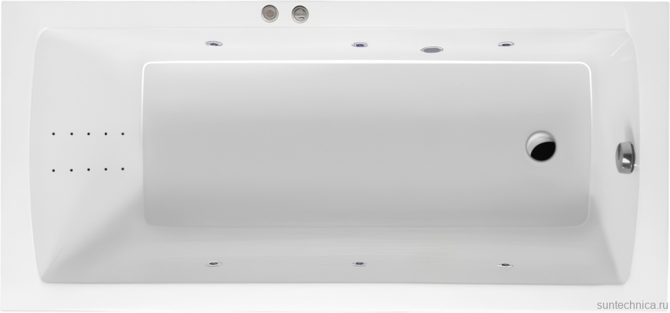 Акриловая ванна Excellent Aquaria Line Nano 160x70 см, встраиваемая, с гидромассажем, белая, с каркасом, со сливом-переливом