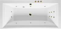 Акриловая ванна Excellent Crown Grand Smart 190x90 см, встраиваемая, с гидромассажем, белая, с каркасом, со сливом-переливом, фурнитура бронза