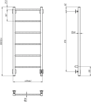 Полотенцесушитель электрический Grota Simple K 430х1000 NP EL 100x45 см, подключение справа, слева, скрытое подключение справа, глянцевый хром, лесенка