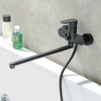 Смеситель с длинным изливом для ванны AQUATEK Ника AQ1833MB матовый черный