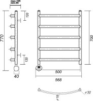 Полотенцесушитель электрический Domoterm Калипсо П5 50x70, золото, L
