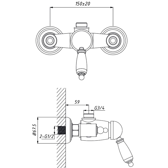 Смеситель для душа Caprigo Adria Uno 02-517-vot бронза